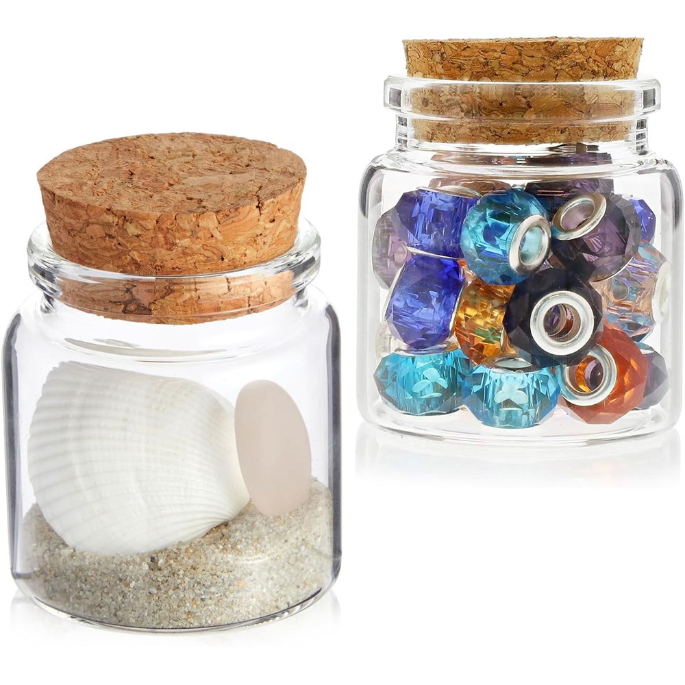 Candle Making Jars With Lids - コルク蓋付きの小さなガラス瓶、DIYクラフト用のミニボトル、パーティーの記念品、砂、50ml、12個、24個