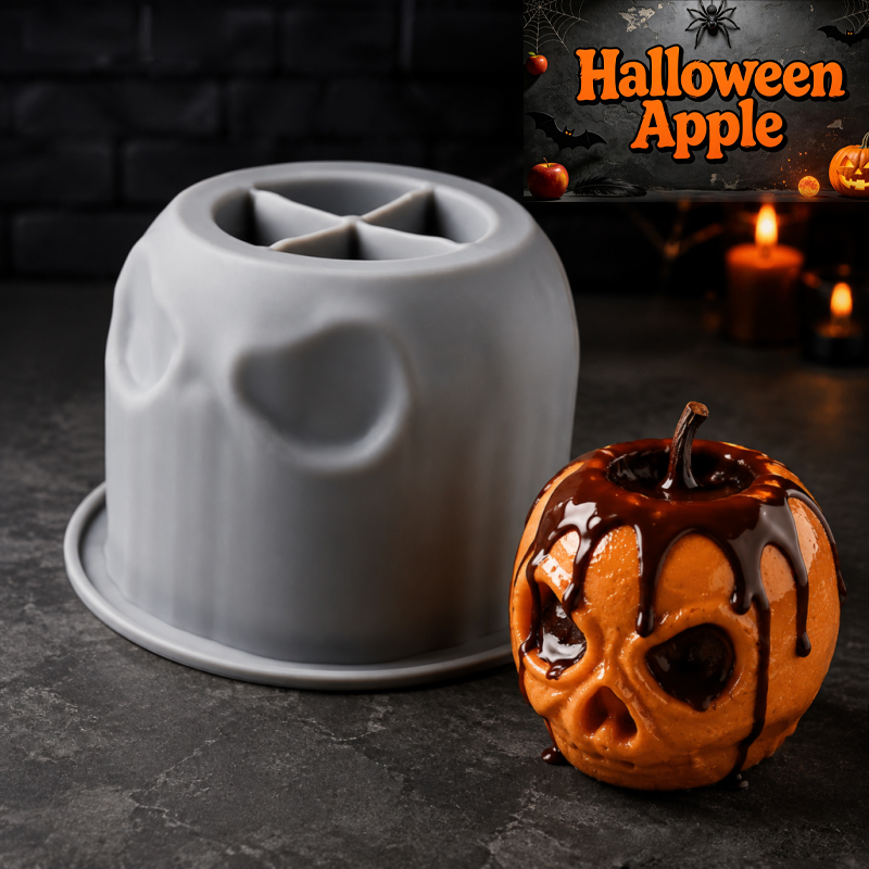 Candle Making Jug - ハロウィンスカルアップルシリコンモールド、クリエイティブなデザイン、食品グレードのシリコン製、くっつきにくく型抜きが簡単で、様々な焼き菓子、ムース、手作り石鹸、アロマセラピー製品、キャンドルなどの作成に使用できます。 ハロウィンのベーキング、ホリデーのベーキング、初心者向けのDIYに適しています。