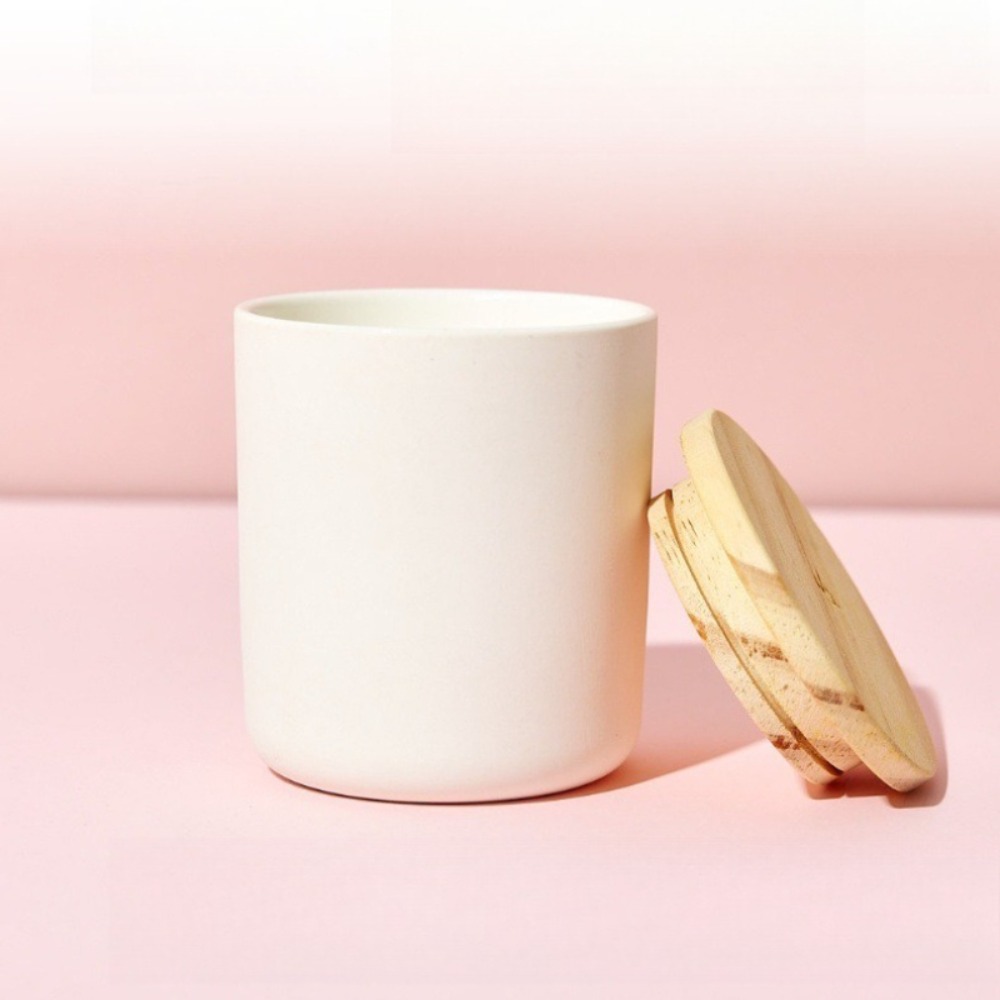 空のマットホワイトガラスキャンドルホルダー、木製キャップ付き - Candle Making Jars With Lids のレビューと価格