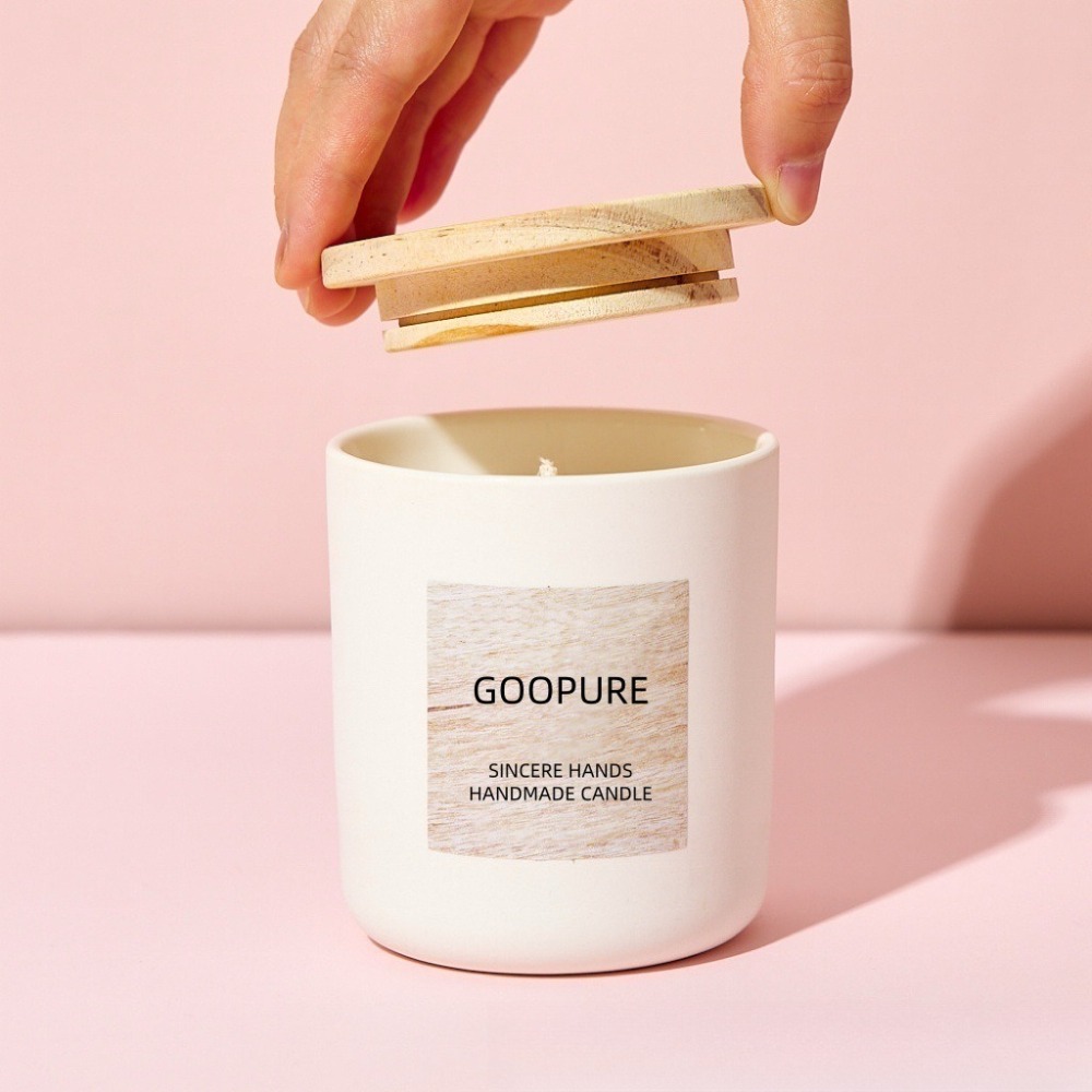 空のマットホワイトガラスキャンドルホルダー、木製キャップ付き - Candle Making Jars With Lids のレビューと価格