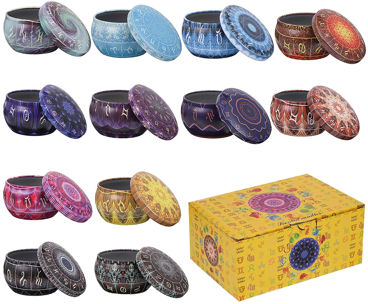 キャンドル缶 12個パック ラウンドキャンドルコンテナ 蓋付 - Candle Making Jars With Lids のレビューと価格