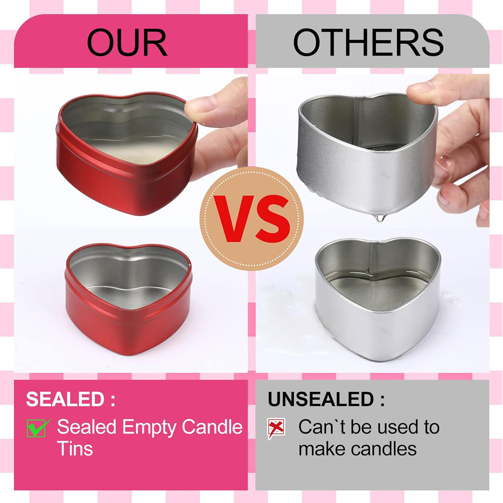 2オンスのハート型金属缶（蓋付き）、空のキャンドルジャー、キ - Candle Making Jug のレビューと価格