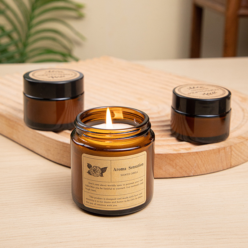 ブラウンガラスカップアロマセラピーキャンドル無煙香りのワック - Candle Making Jug のレビューと価格