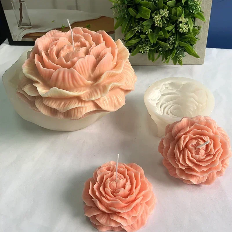 特大3Dフラワーキャンドルシリコンモールド DIY ピオニー - Candle Making Kits のレビューと価格